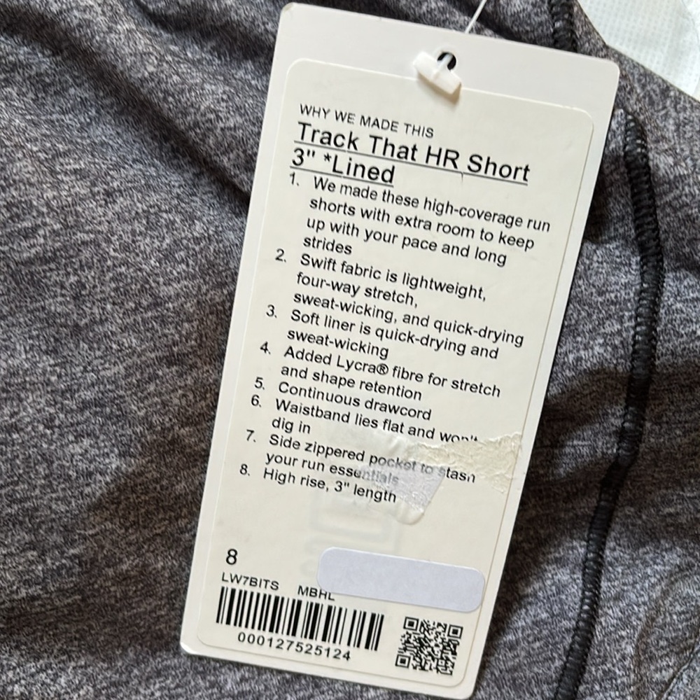 LULULEMON TRACK THAT HR SHORTS 3” in HEATHER LUX MULTI BLACK SZ 8 NWT - Picture 5 of 7